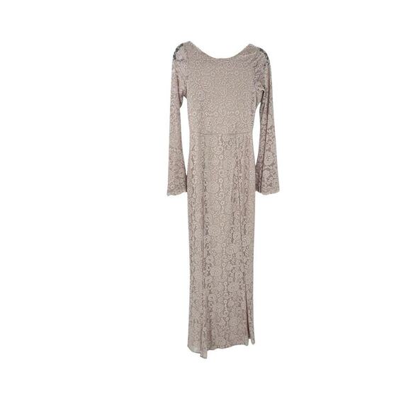 Show Me Your MuMu Natalie Maxi Dress Open Back Floral Lace Tan Size S NWT - Picture 6 of 11
